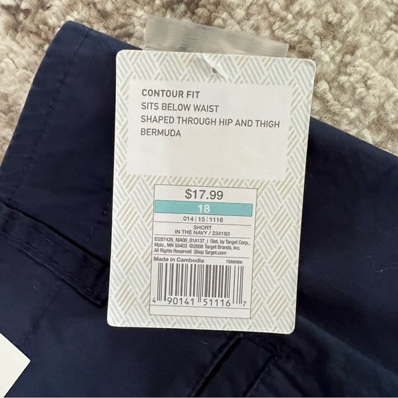 NWT Merona Contour Fit Navy Blue Bermuda Shorts size 18 - Picture 7 of 7
